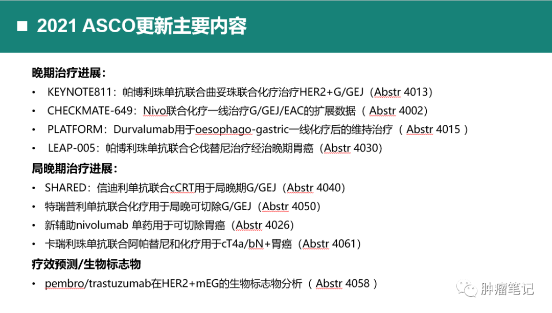 2021年胃癌免疫治疗最新进展