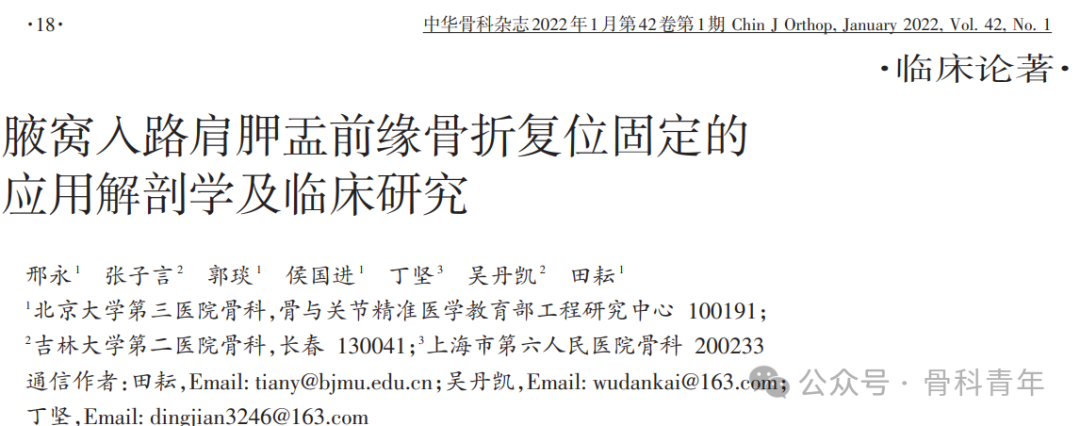 “腋窝入路”显露肩胛盂:解剖与手术技术