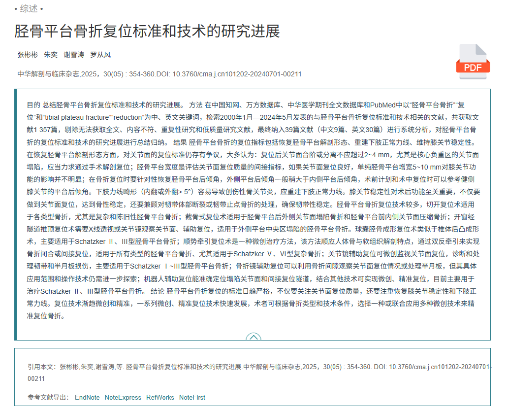 【一文综述】了解胫骨平台骨折的复位标准