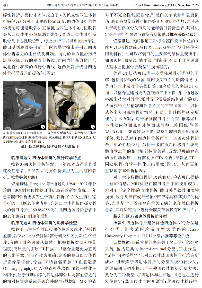 髋臼四边体骨折临床诊疗指南（2023版）